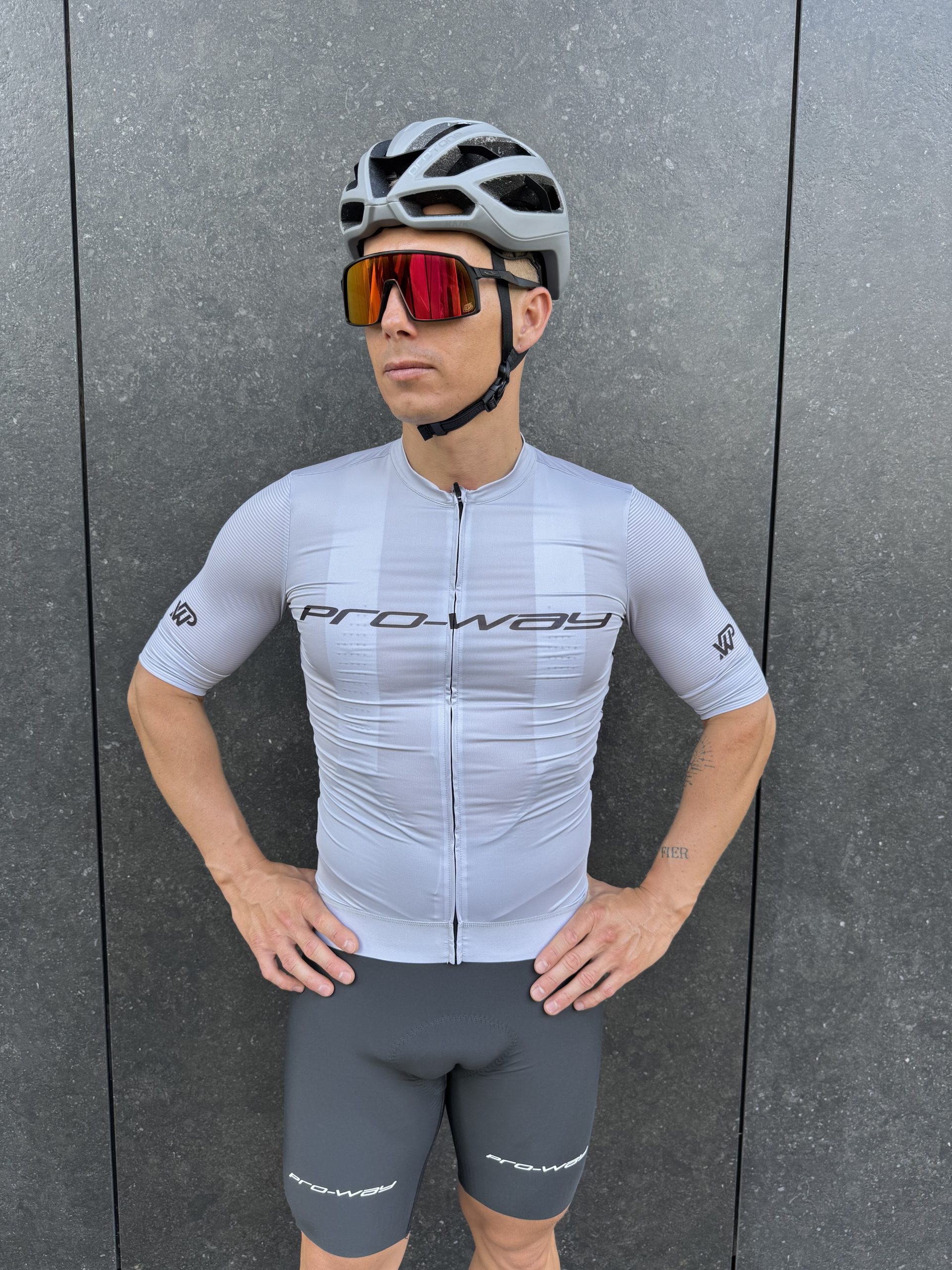 Koszulka kolarska krótki rękaw PRO-WAY (szara)