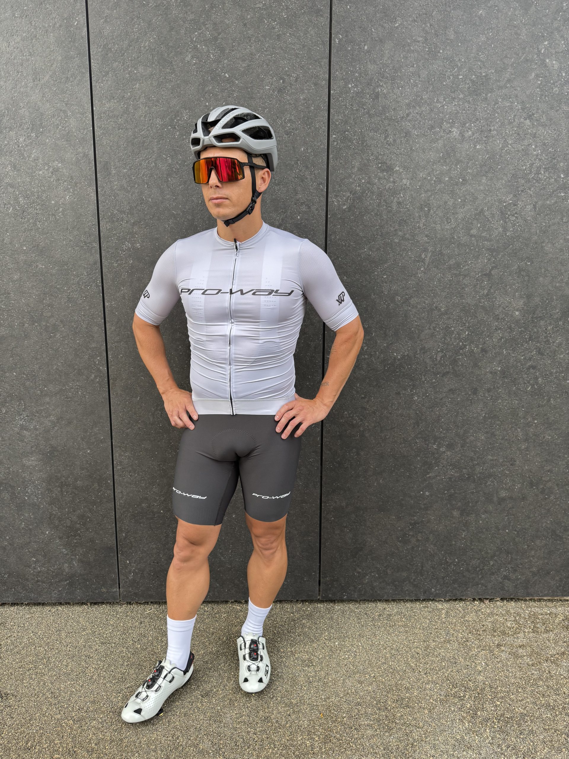 Koszulka kolarska krótki rękaw PRO-WAY (szara) - obrazek 7