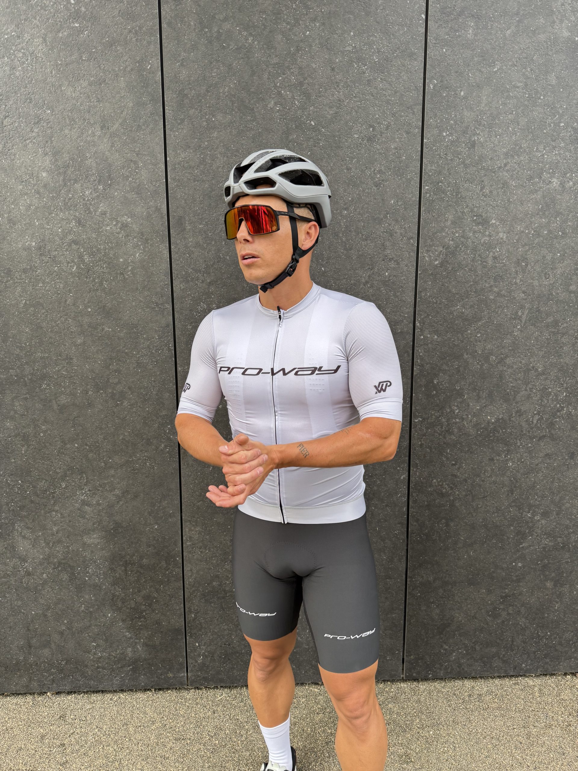 Koszulka kolarska krótki rękaw PRO-WAY (szara) - obrazek 2